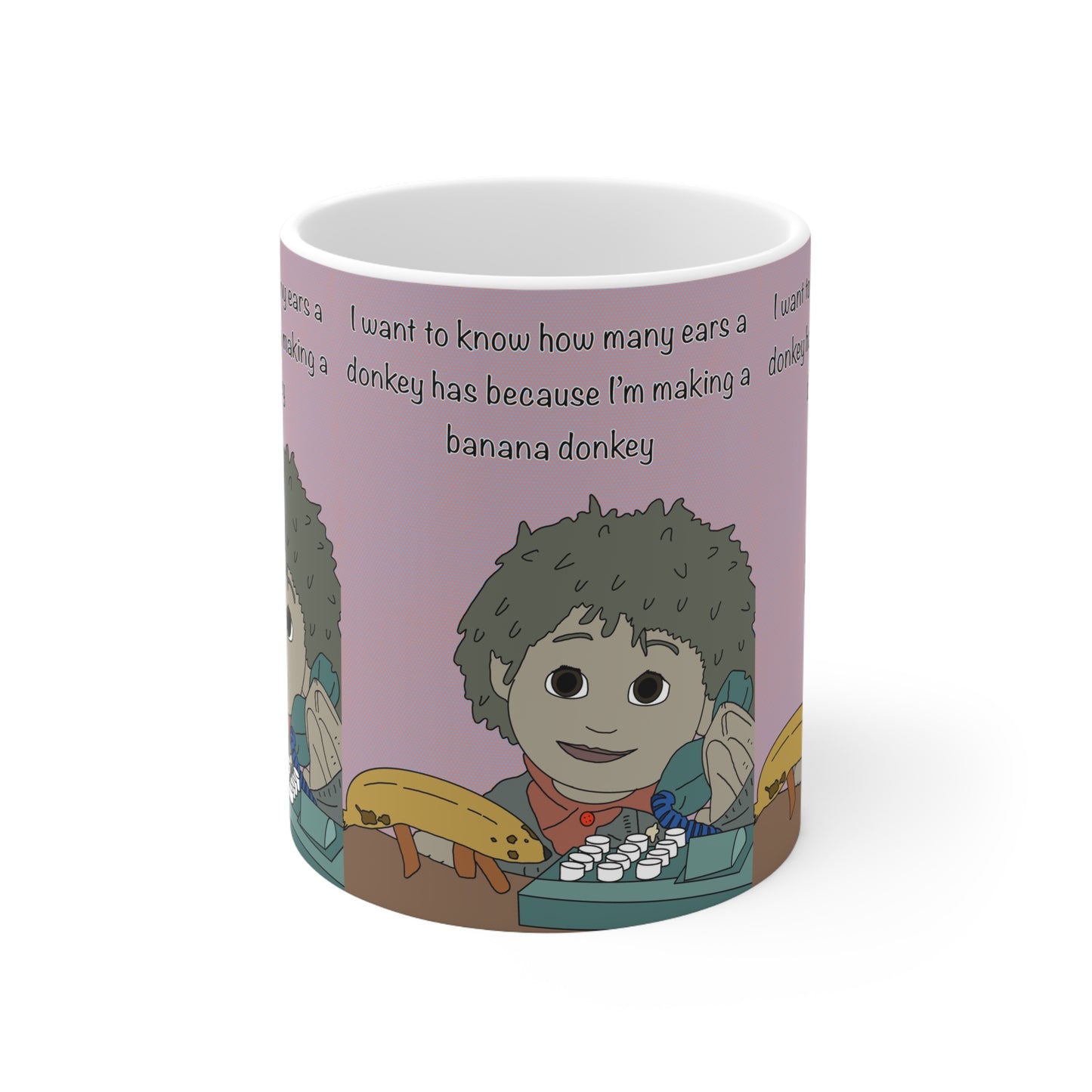 Banana Donkey Cartoon Mug — Funny Coffee Cup