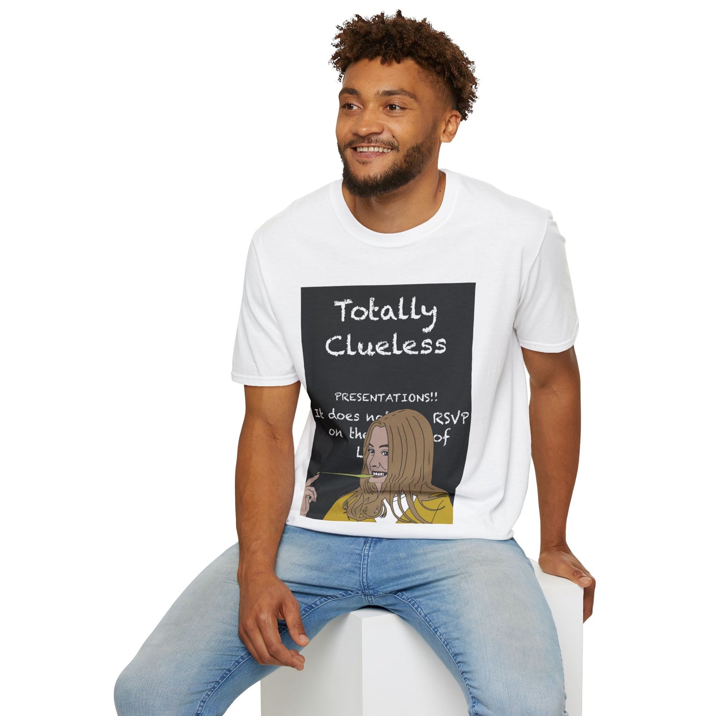 Totally Clueless Graphic T-Shirt — Funny Retro Chalkboard Illustration