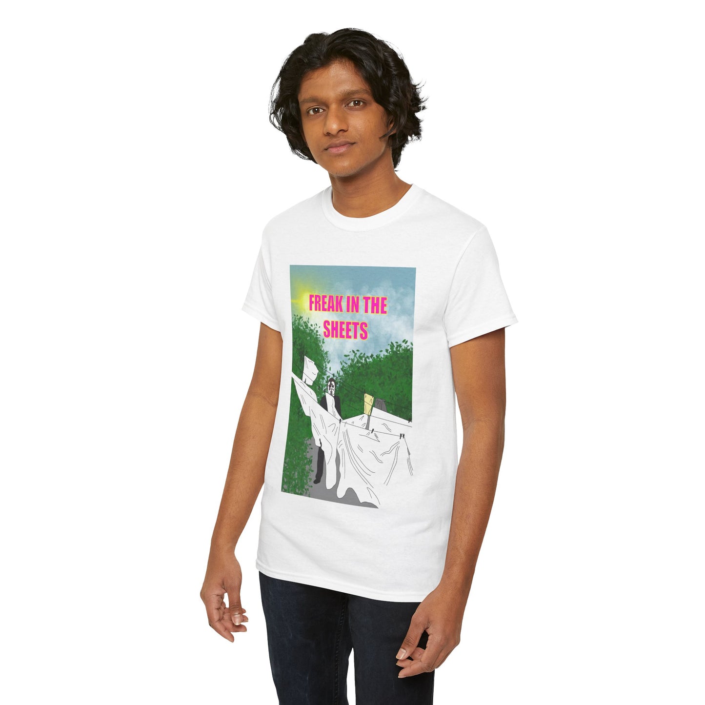 Graphic Tee — "Freak in the Sheets" Retro Ghost Design