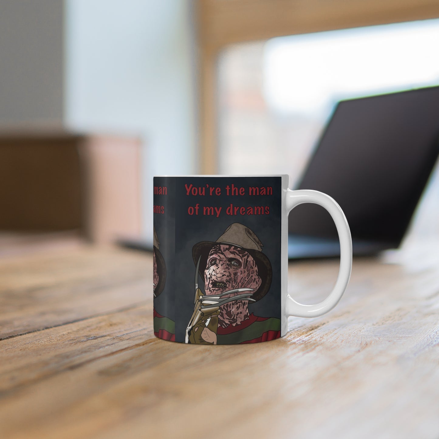 Freddy Krueger Horror Mug – "You’re the Man of My Dreams" Ceramic Coffee Cup