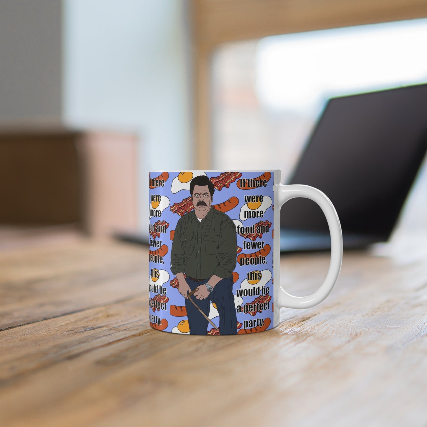 Ron Swanson 'More Food Fewer People' Coffee Mug —