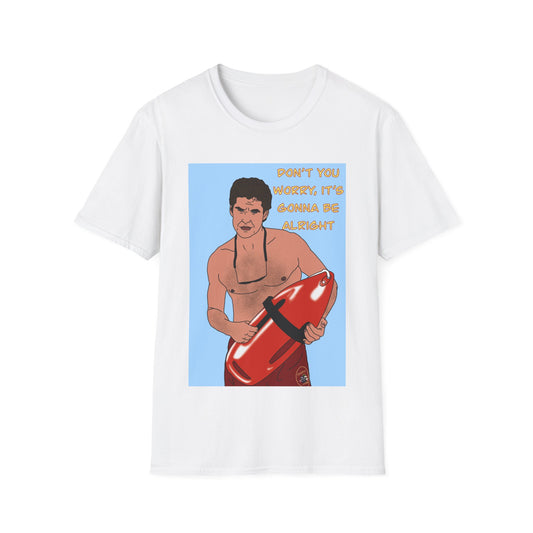 Baywatch Rescue Poster T-Shirt — "Don't You Worry, It's Gonna Be Alright" Lifeguard Tee