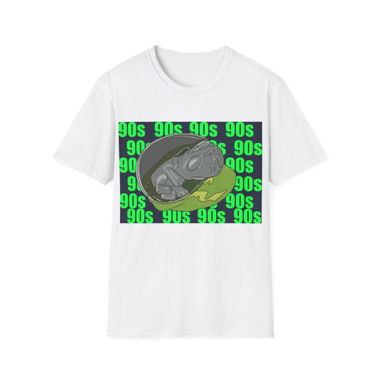 90s Alien Graphic T-Shirt — Retro Neon Skateboard Vibe