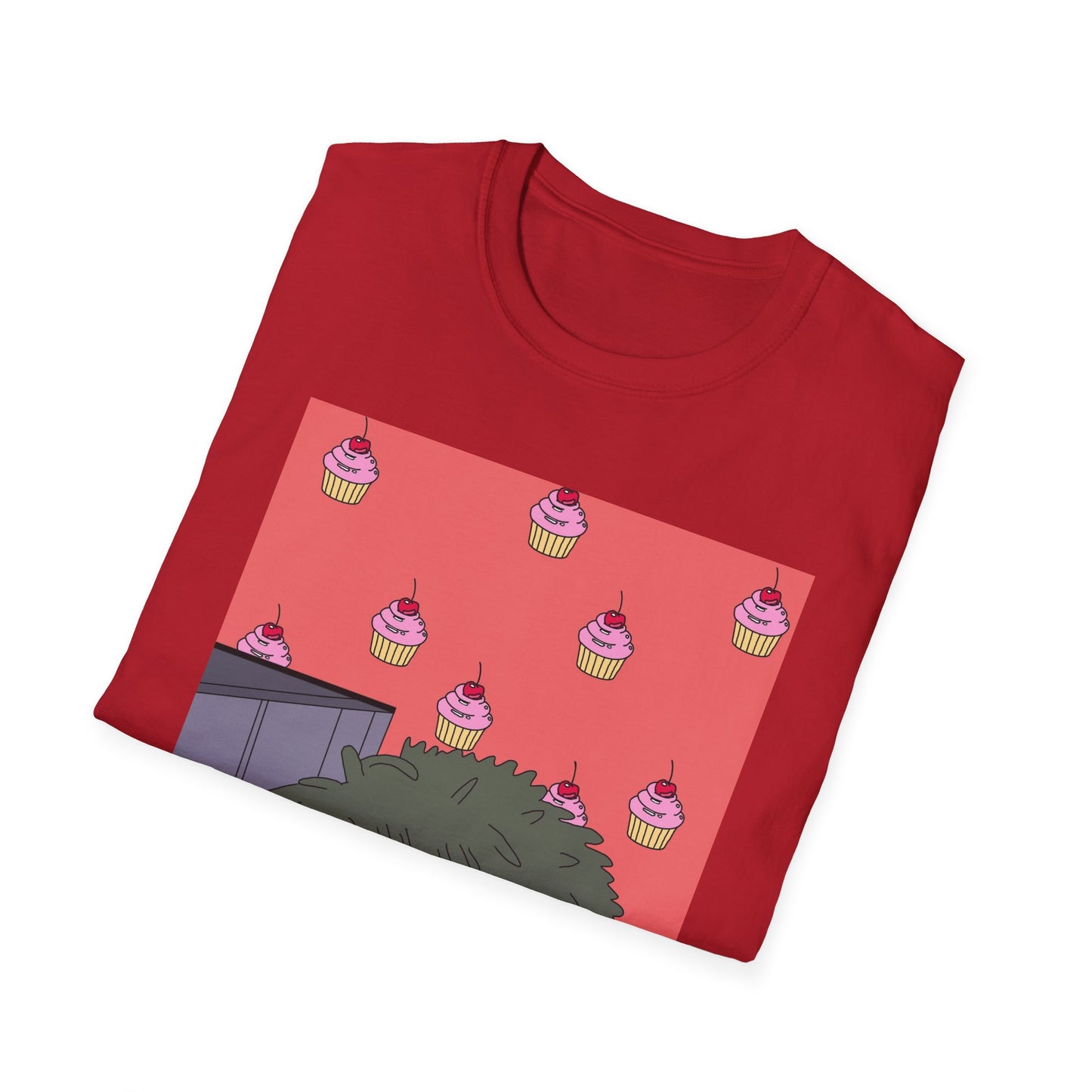 Cute Tiny Cake Character T-Shirt — Playful Cupcake Pattern Tee