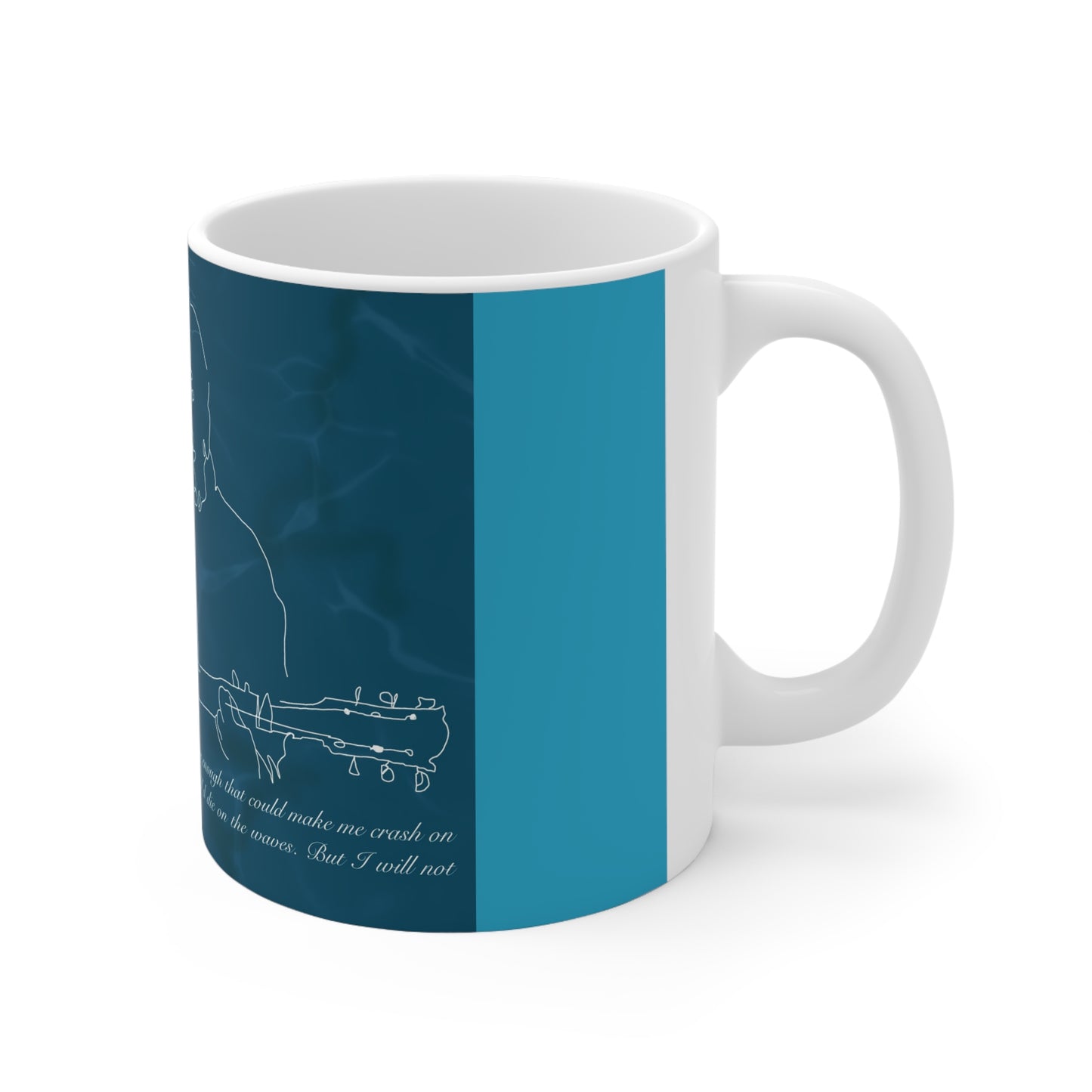 Noel Gallagher Dead in the water Ceramic Mug — Blue Line Art Coffee Cup