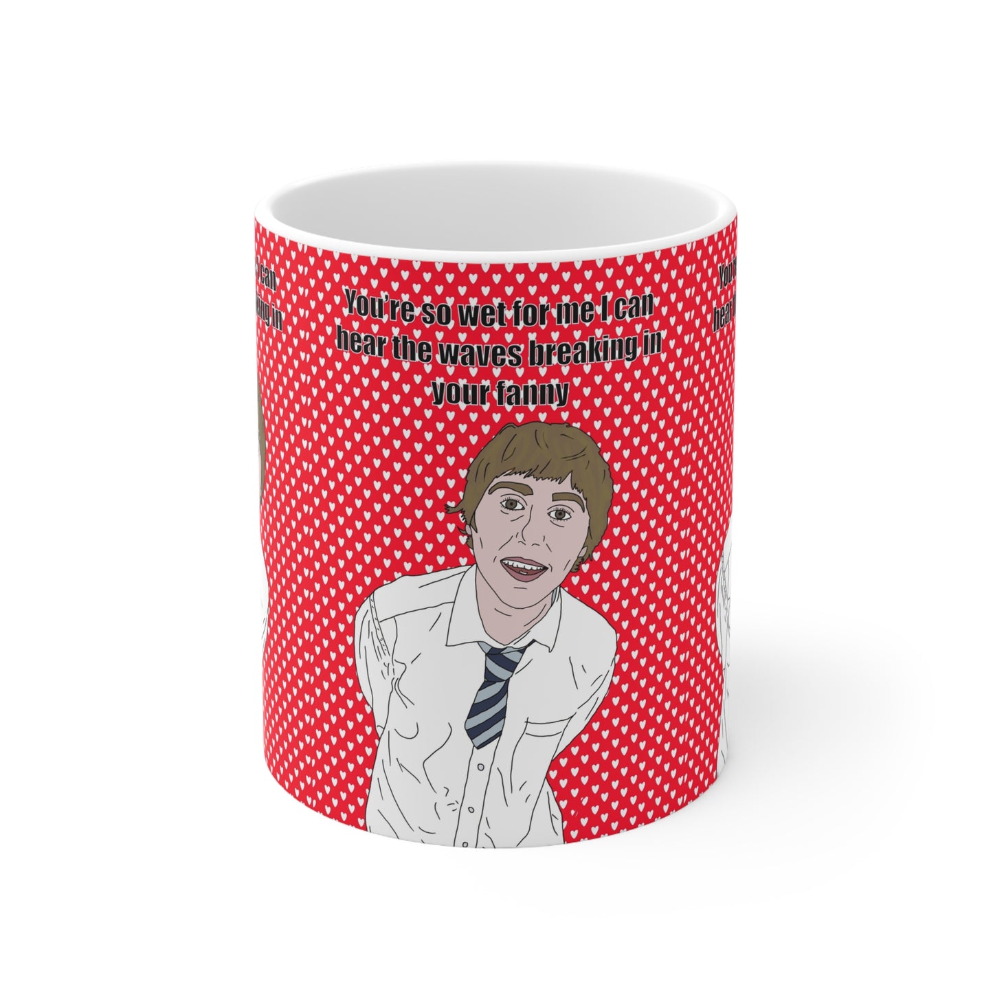 Jay Cartwright The Inbetweeners Red Polka Dot Novelty Coffee Mug  "You're so wet for me I can hear the waves breaking in your tummy" — [...]