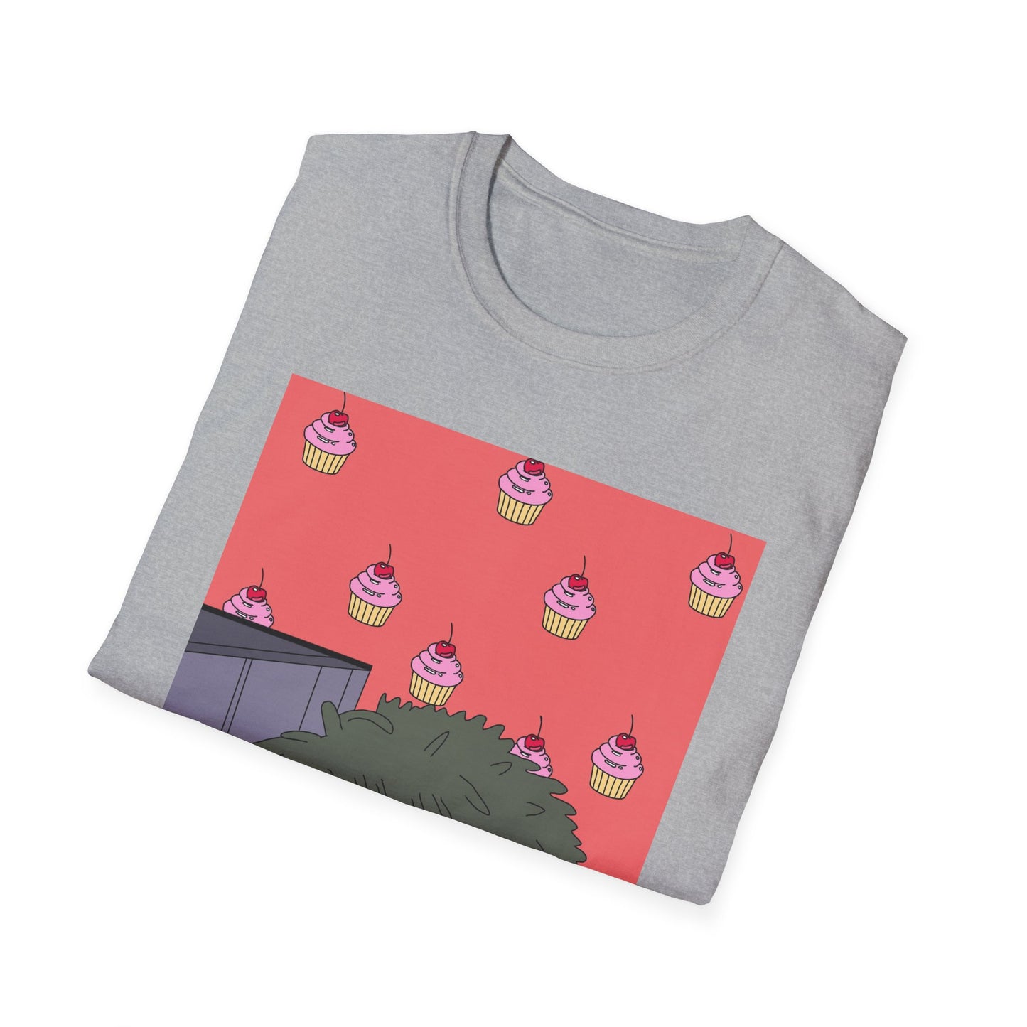 Cute Tiny Cake Character T-Shirt — Playful Cupcake Pattern Tee
