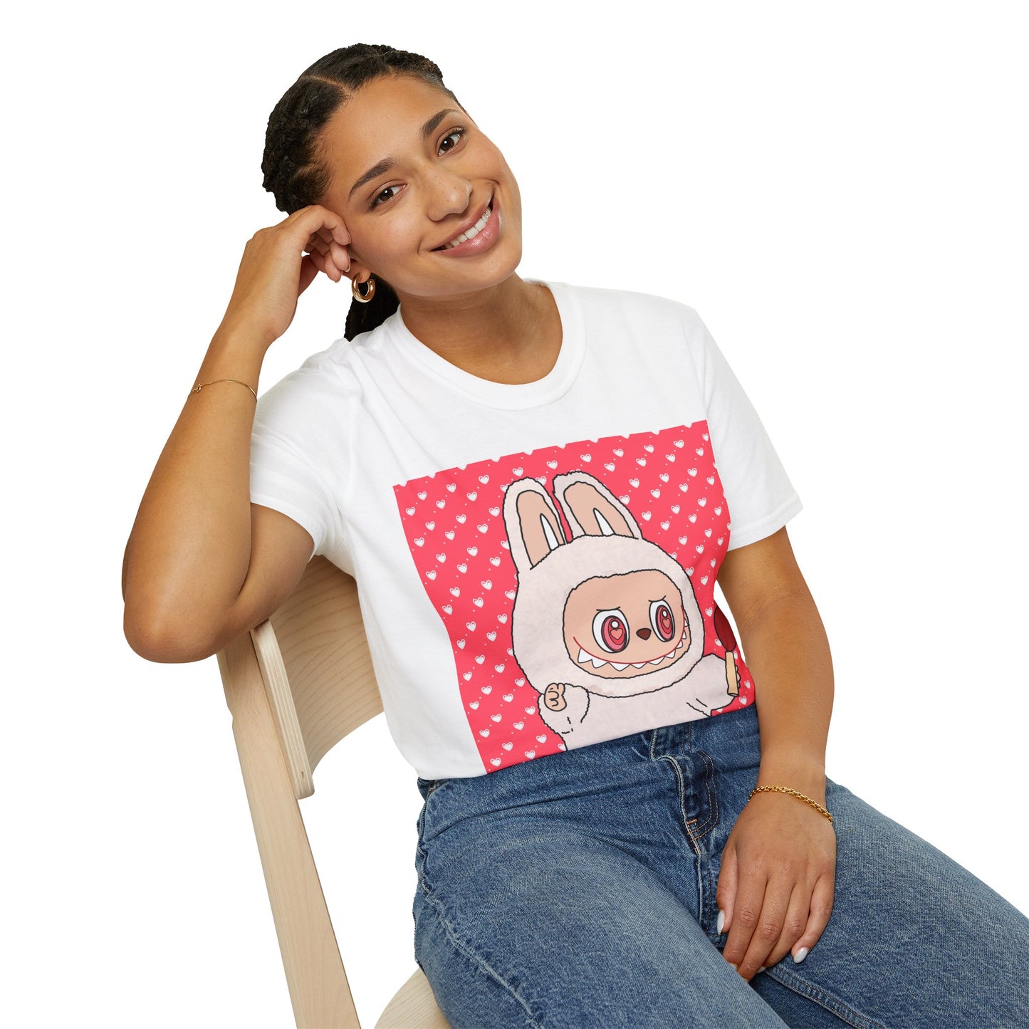 Cute Labubu T-Shirt — Heart Lollipop Valentine Tee