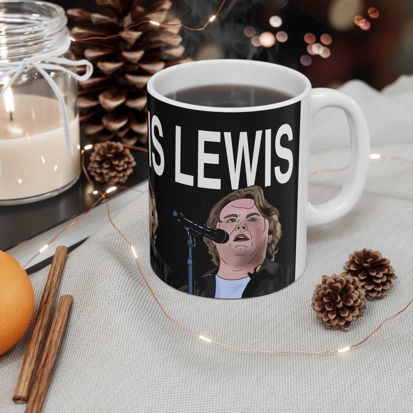 Illustrated Musician Ceramic Mug — 'LEWIS' CapaldiCoffee Cup