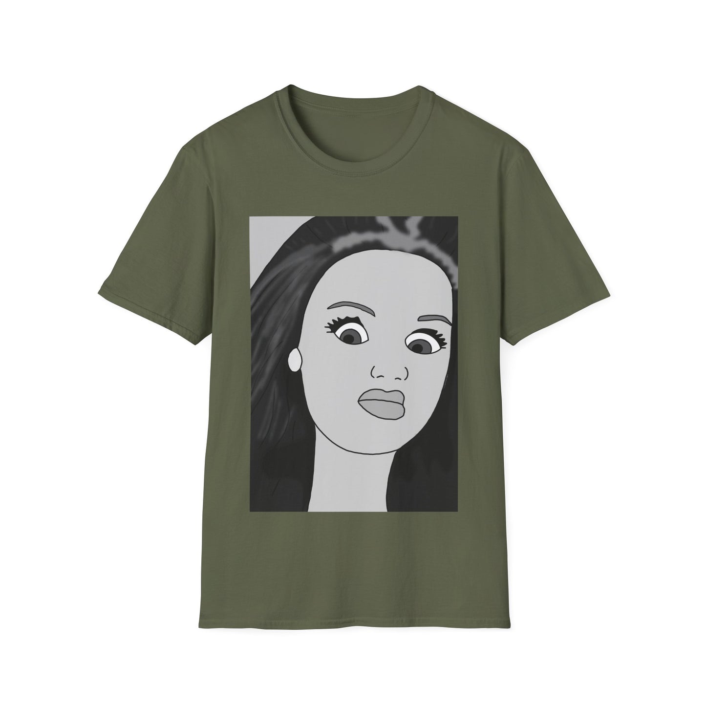 WTF Expression Portrait T-Shirt — Minimal Monochrome Face Art Tee