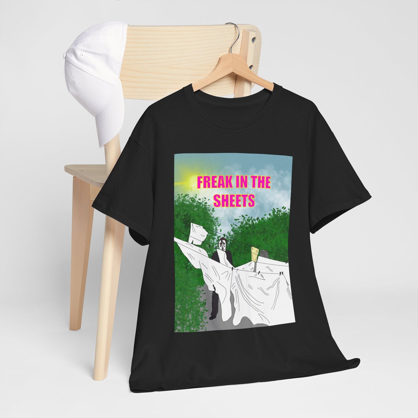 Graphic Tee — "Freak in the Sheets" Retro Ghost Design
