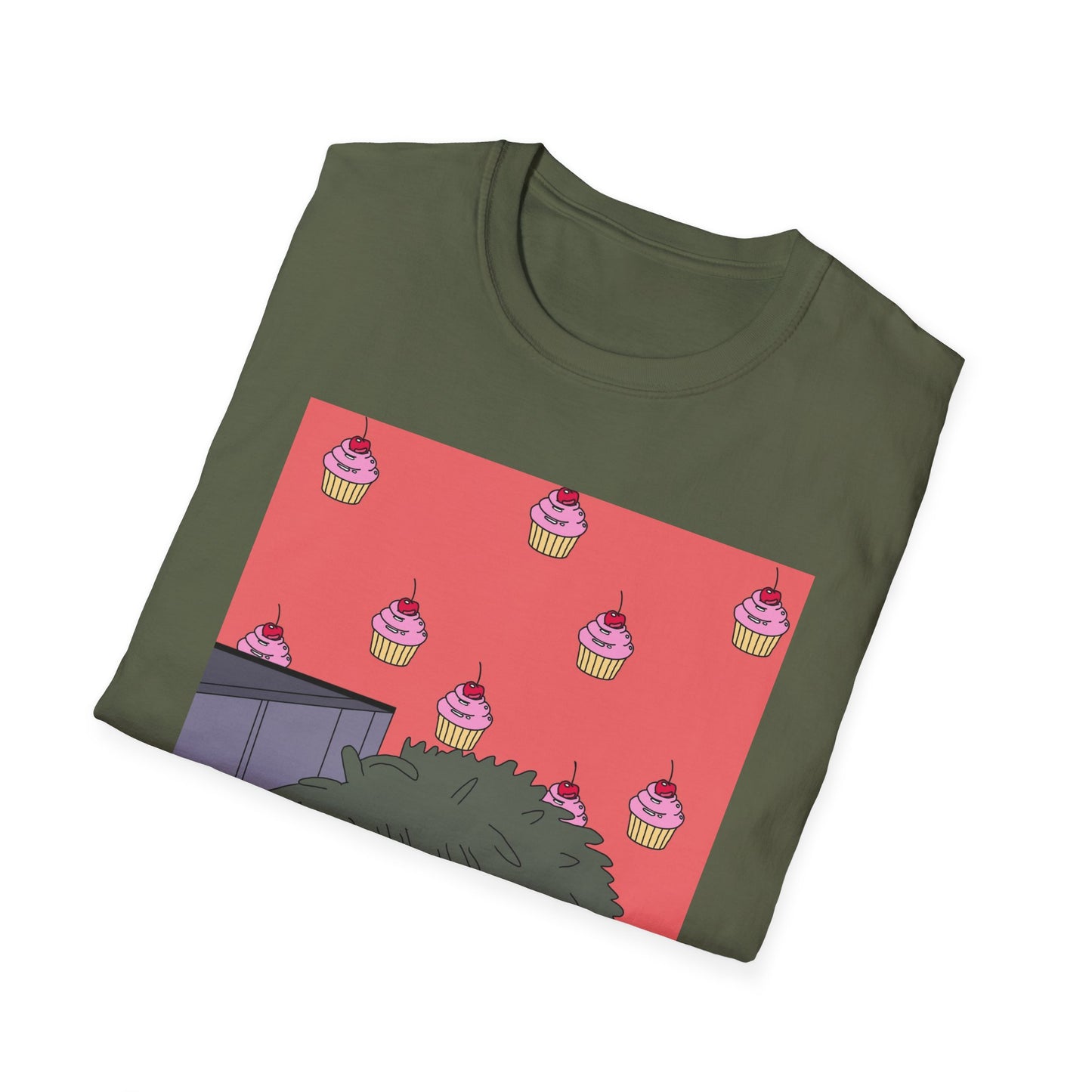 Cute Tiny Cake Character T-Shirt — Playful Cupcake Pattern Tee