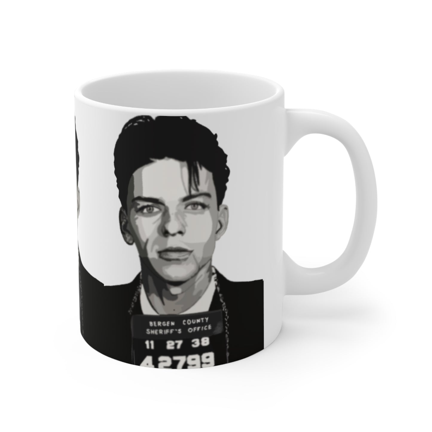 Frank Sinatra Mugshot Mug - Black & White Retro Mug with Vintage Mugshot Portrait