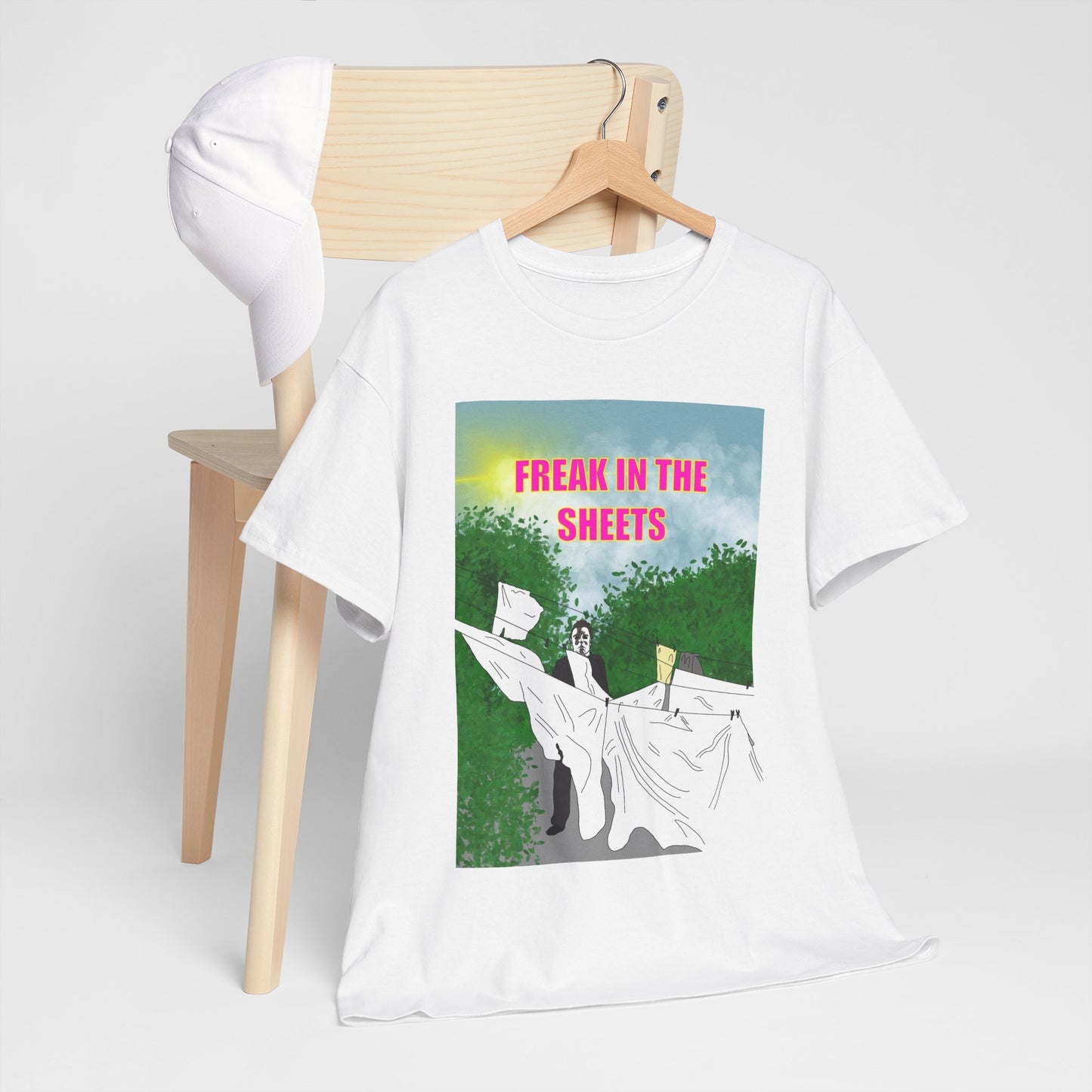Graphic Tee — "Freak in the Sheets" Retro Ghost Design