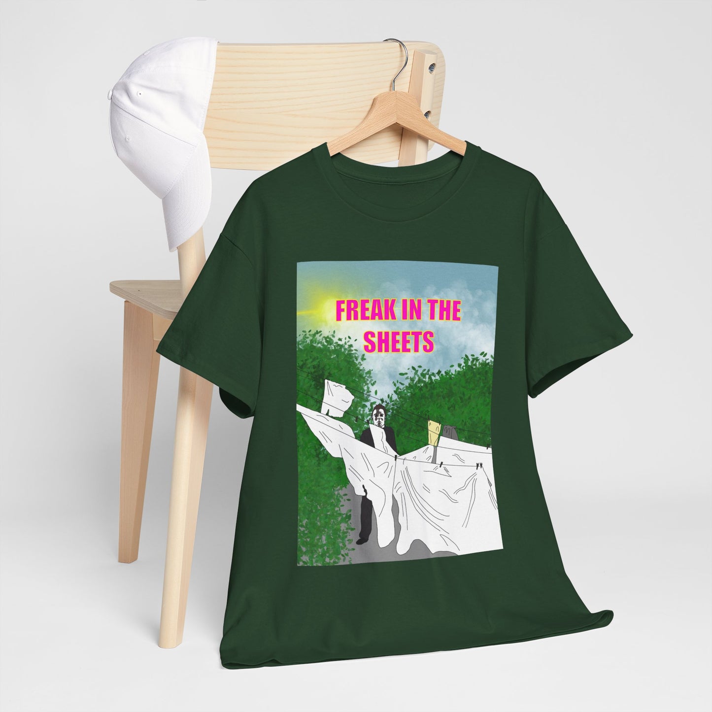 Graphic Tee — "Freak in the Sheets" Retro Ghost Design