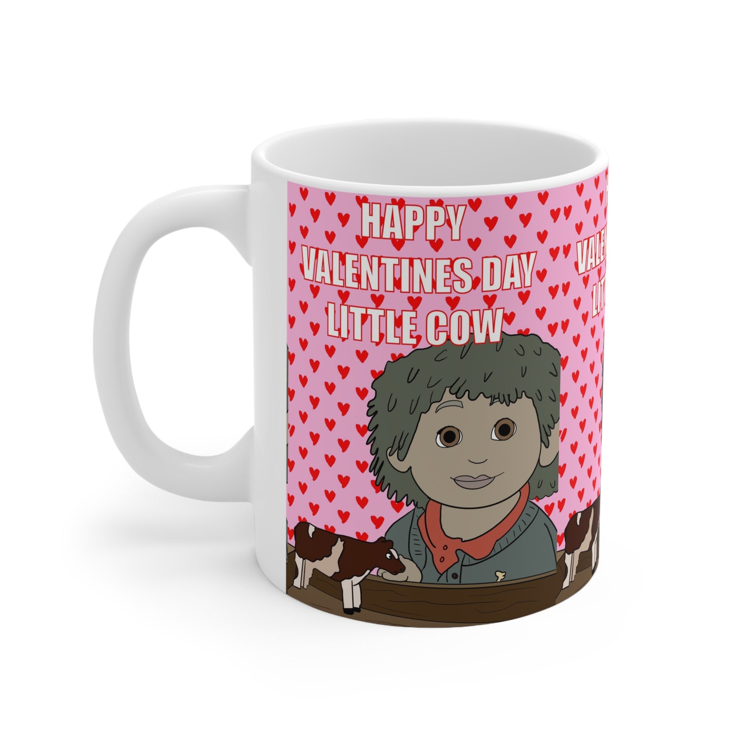 Valentine's Day Mug — "Happy Valentine's Day Little Cow" Cup