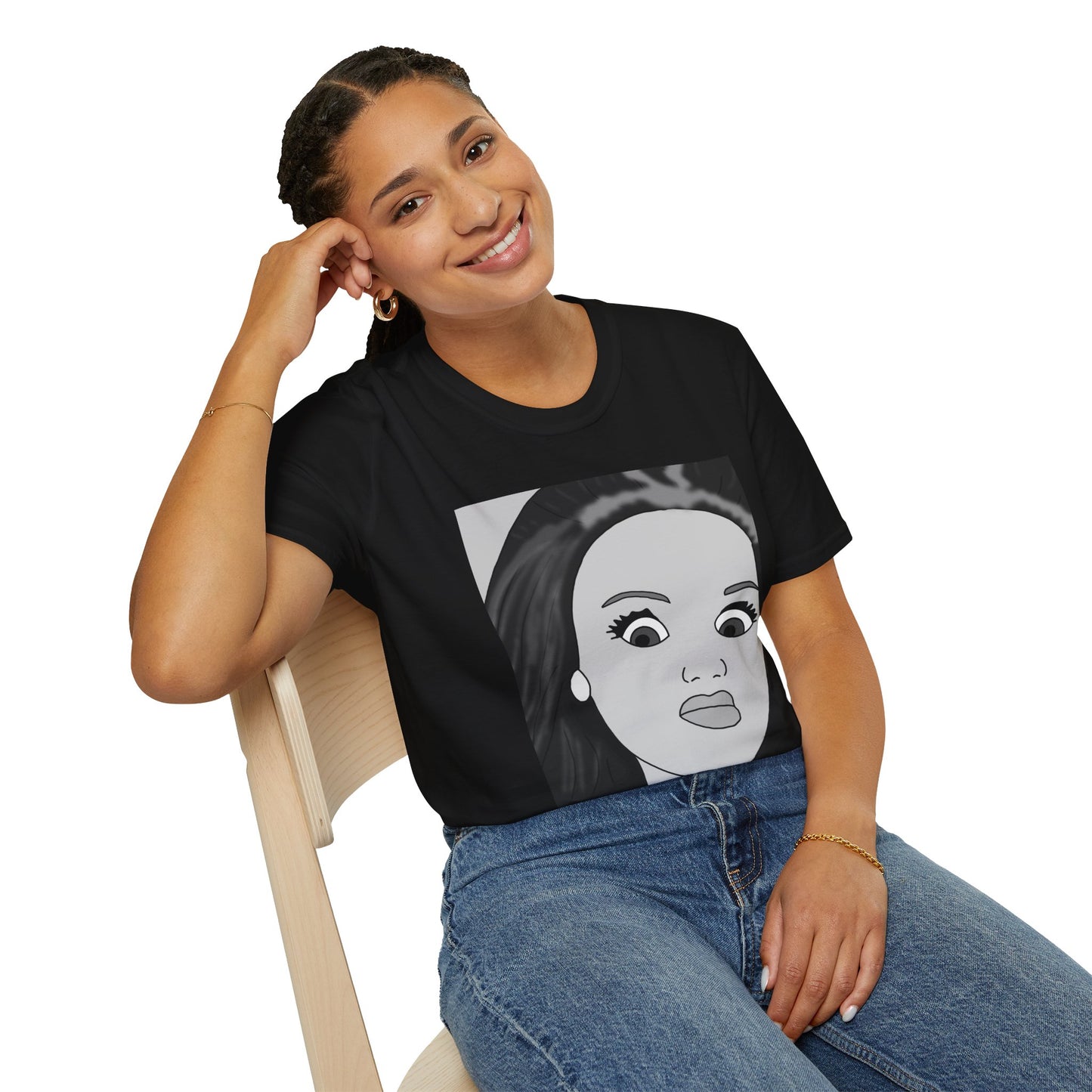 WTF Expression Portrait T-Shirt — Minimal Monochrome Face Art Tee