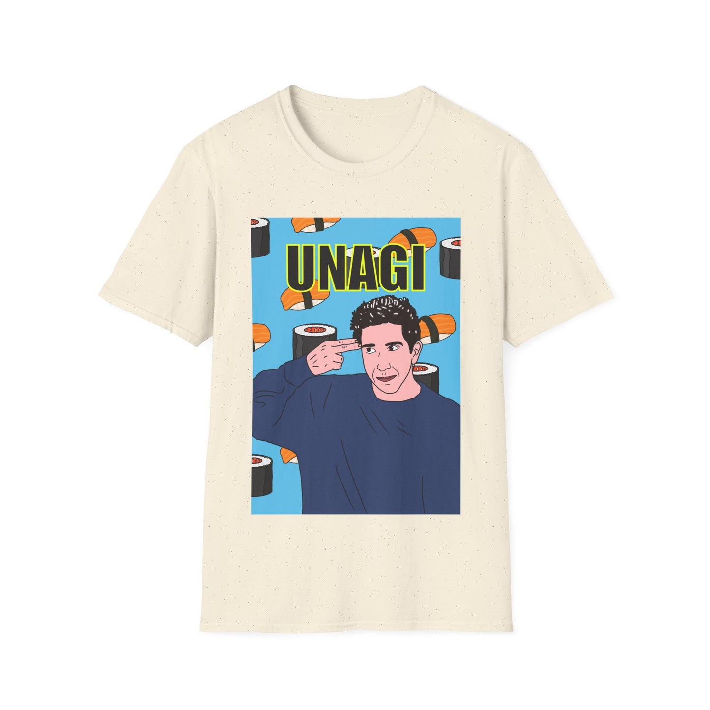 Ross Geller Friends Unagi Graphic T-Shirt — Pop Art Sushi Tee ("UNAGI")