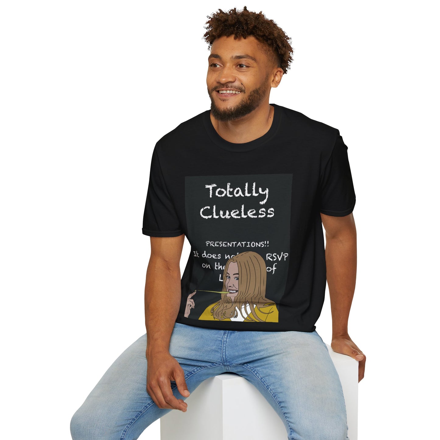 Totally Clueless Graphic T-Shirt — Funny Retro Chalkboard Illustration
