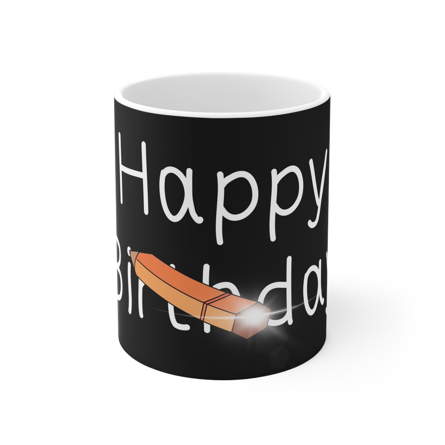 Retro Pen Happy Birthday Ceramic Coffee Mug —