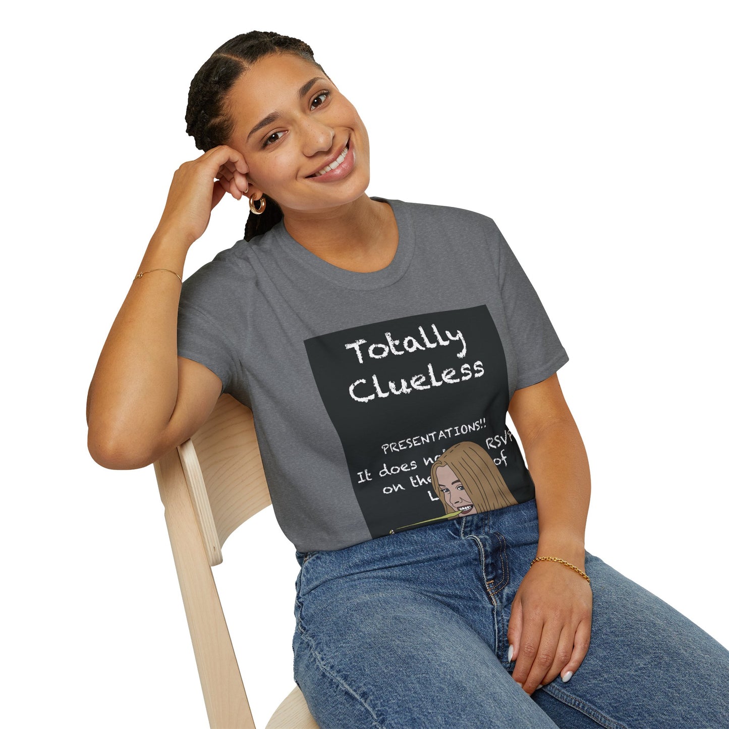 Totally Clueless Graphic T-Shirt — Funny Retro Chalkboard Illustration
