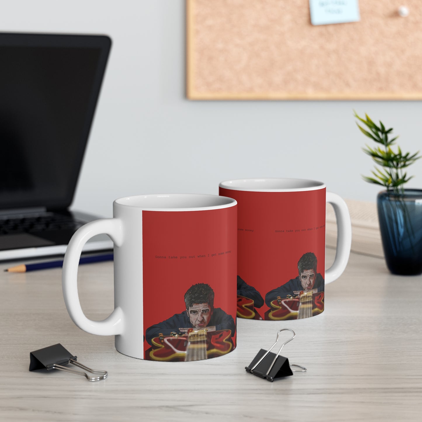 Noel Gallagher Dead In The Water Guitar Portrait Coffee Mug — Ceramic
