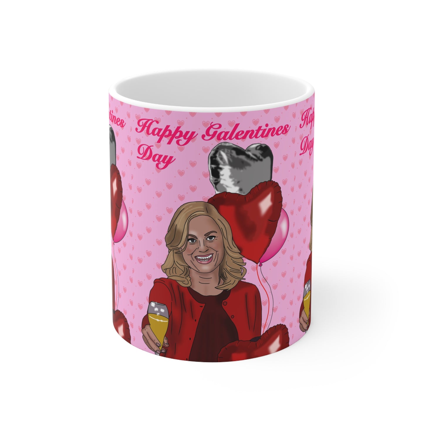 Leslie Knope Parks & Rec Galentines Day Coffee Mug — 'Happy Galentines Day' Ceramic Cup