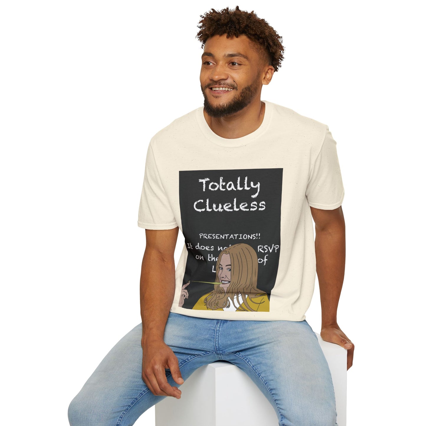 Totally Clueless Graphic T-Shirt — Funny Retro Chalkboard Illustration