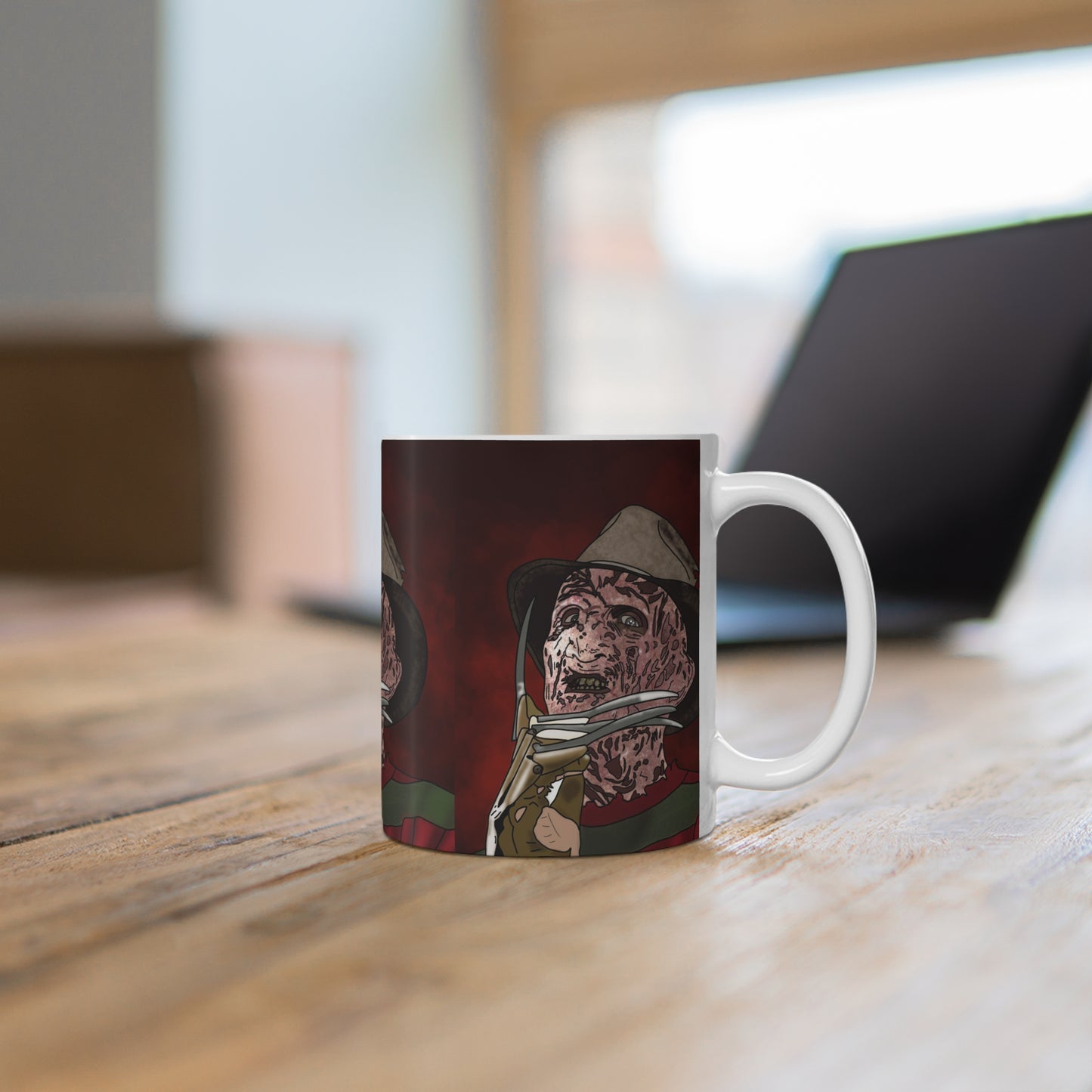 Freddie Krueger Horror Movie Villain Ceramic Mug — Scary Freddy-Inspired Design,