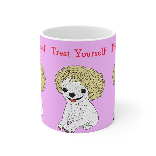Treat Yourself Pink Chihuahua Ceramic Coffee Mug