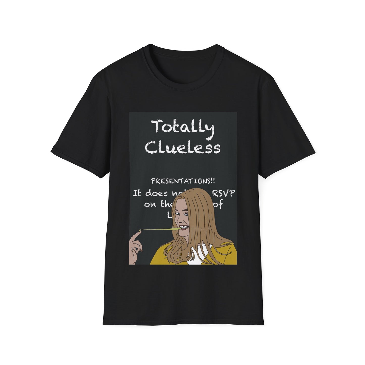 Totally Clueless Graphic T-Shirt — Funny Retro Chalkboard Illustration