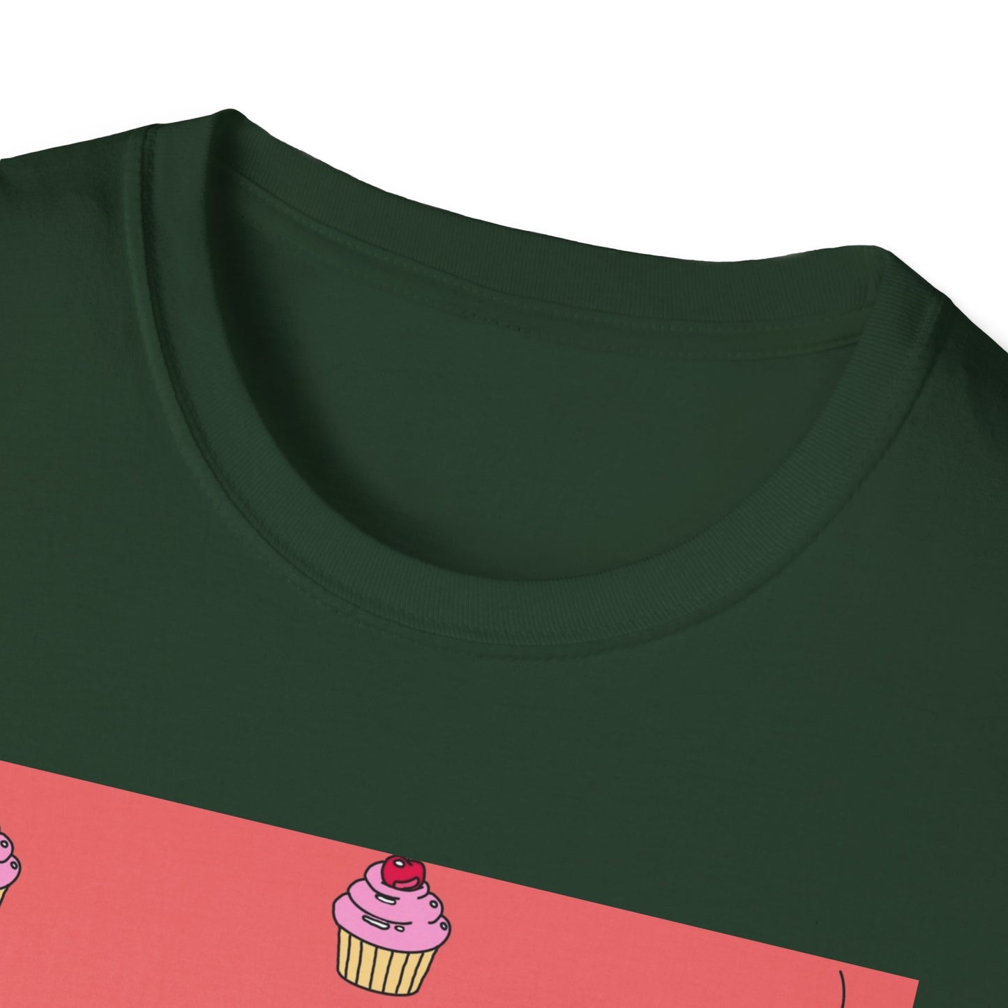 Cute Tiny Cake Character T-Shirt — Playful Cupcake Pattern Tee