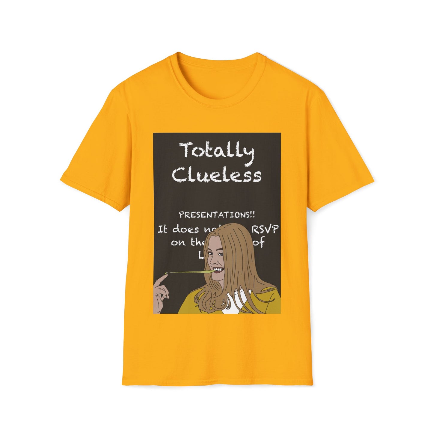 Totally Clueless Graphic T-Shirt — Funny Retro Chalkboard Illustration