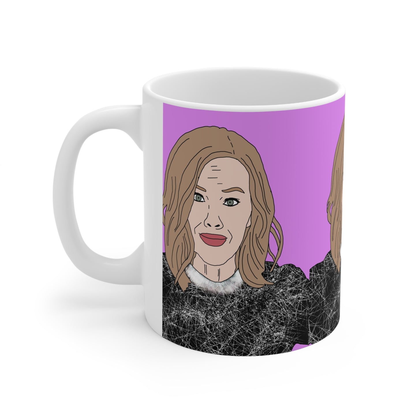 Moira Rose Coffee Mug — Illustrated Woman on Pink Background