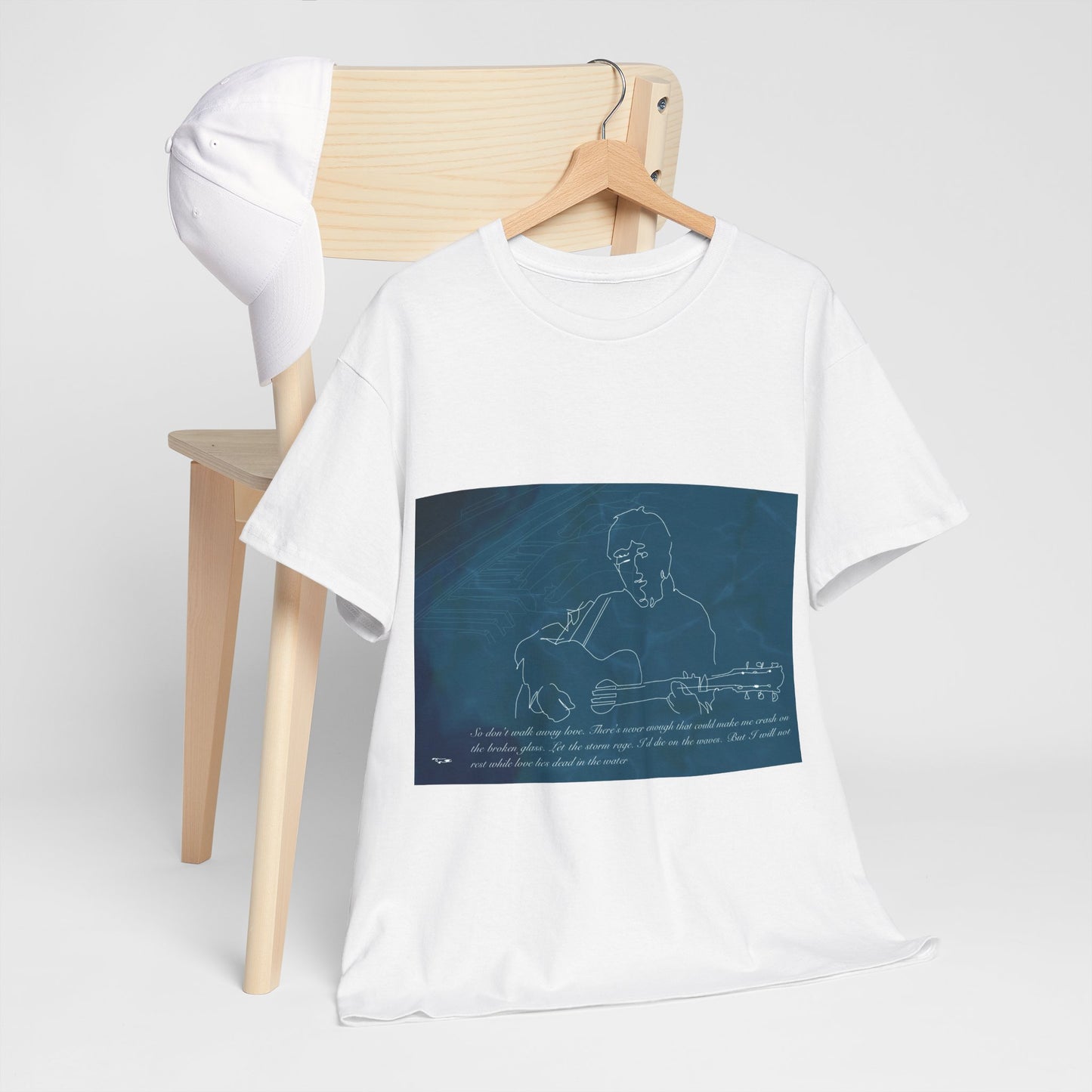 Noel Gallagher Dead in the water Guitar T‑Shirt — Song Lyrics Illustration Tee