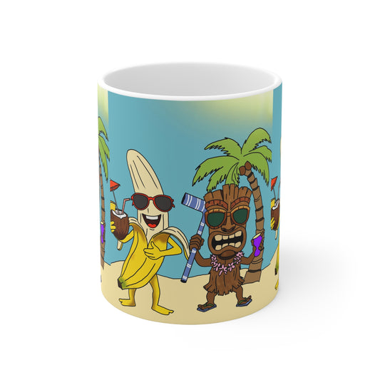 Tropical Banana & Tiki Beach Mug — Funny Summer Coffee Cup (11oz, 15oz)