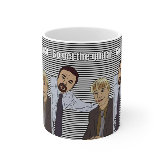 The Office UK Gareth & David Brent Mug — 'Go get the guitar' Ceramic Coffee Cup