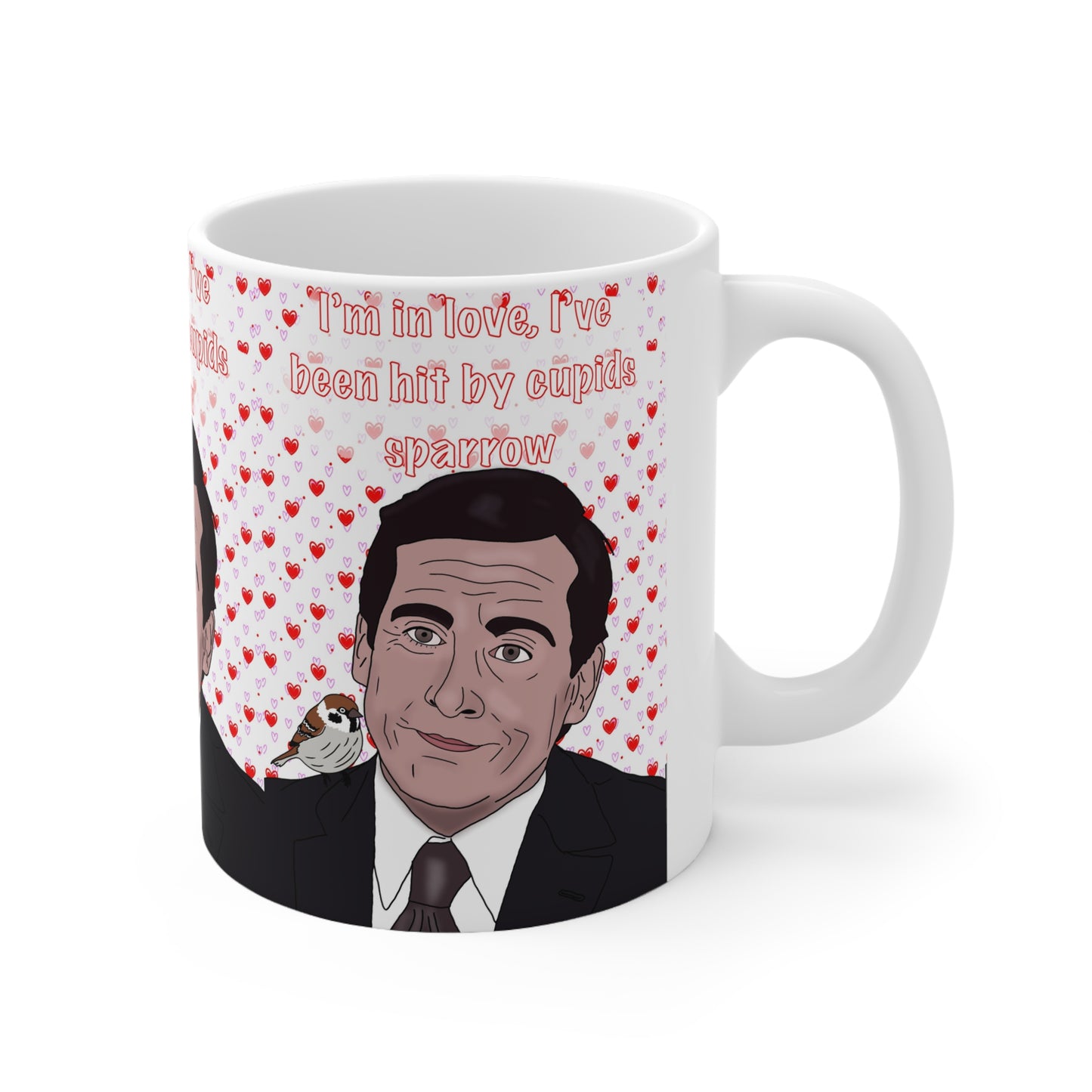 Michael Scott The Office — "I’m in love, I’ve been hit by cupid’s sparrow" Valentine Coffee Cup
