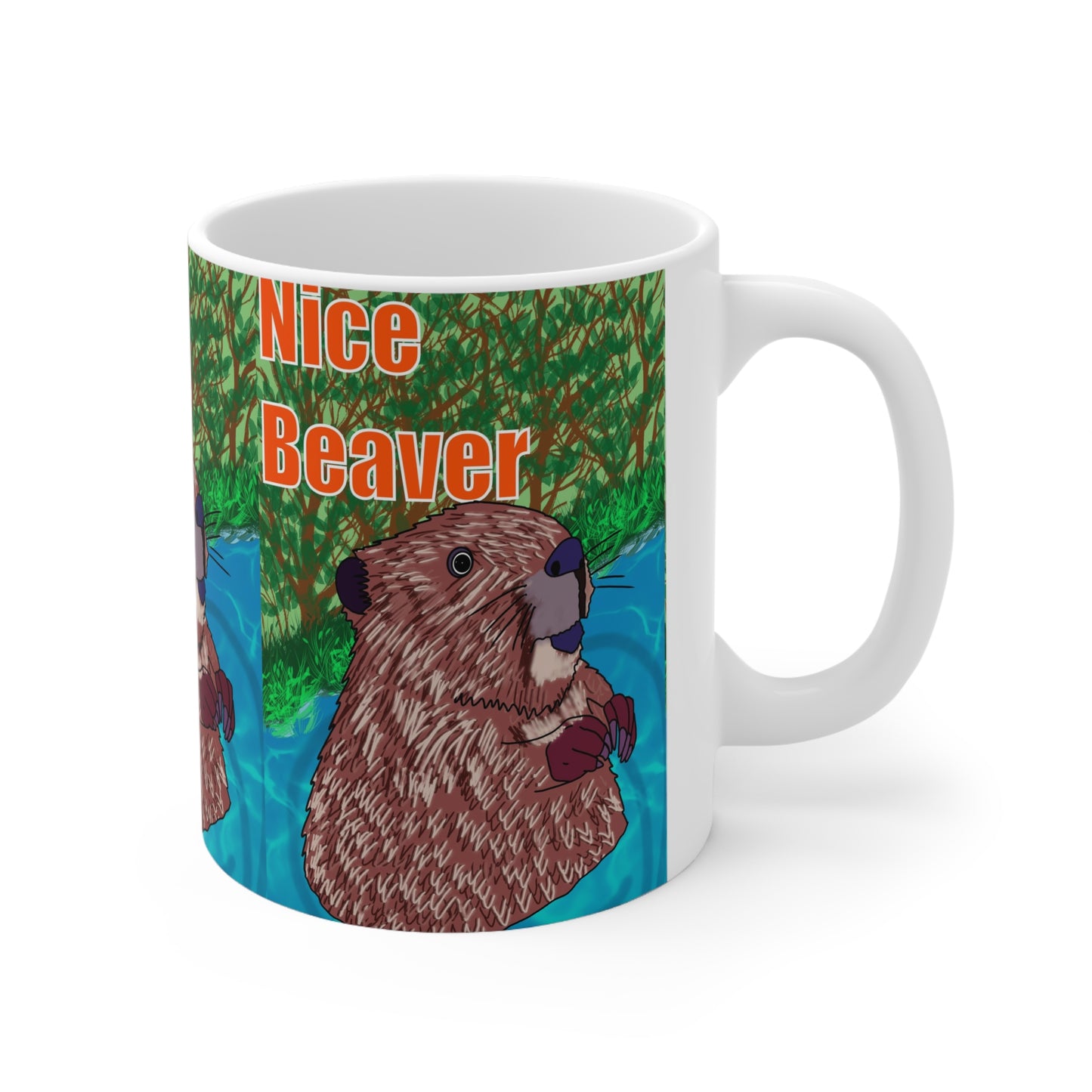 Nice Beaver Ceramic Coffee Mug — Cute Woodland Animal