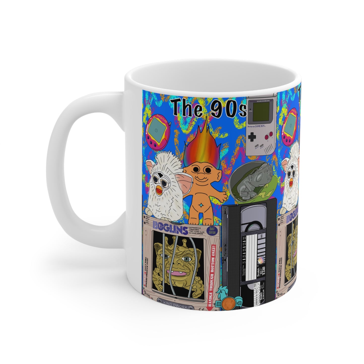 90s Nostalgia Mug — Retro Toys & Icons Ceramic Coffee Cup