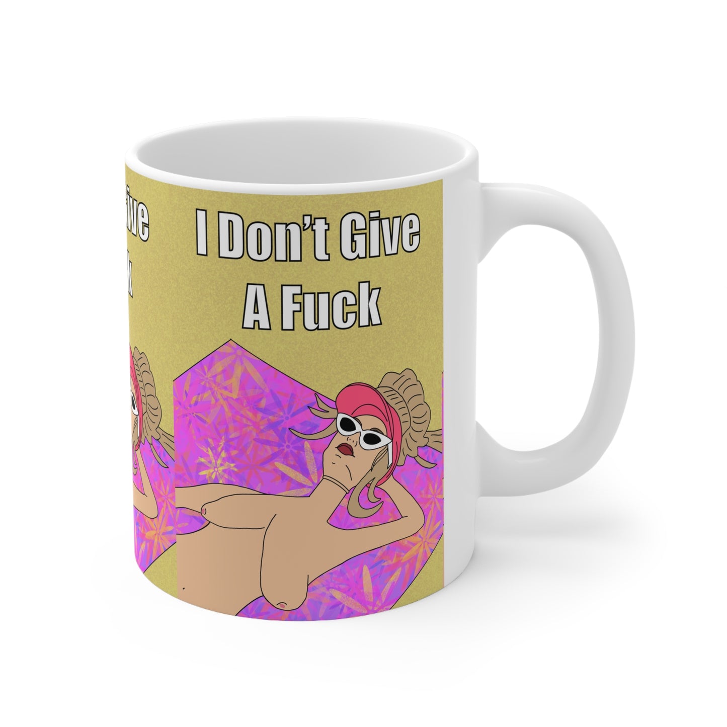 "I Don't Give A Fuck" Sunbathing Babe Graphic Mug