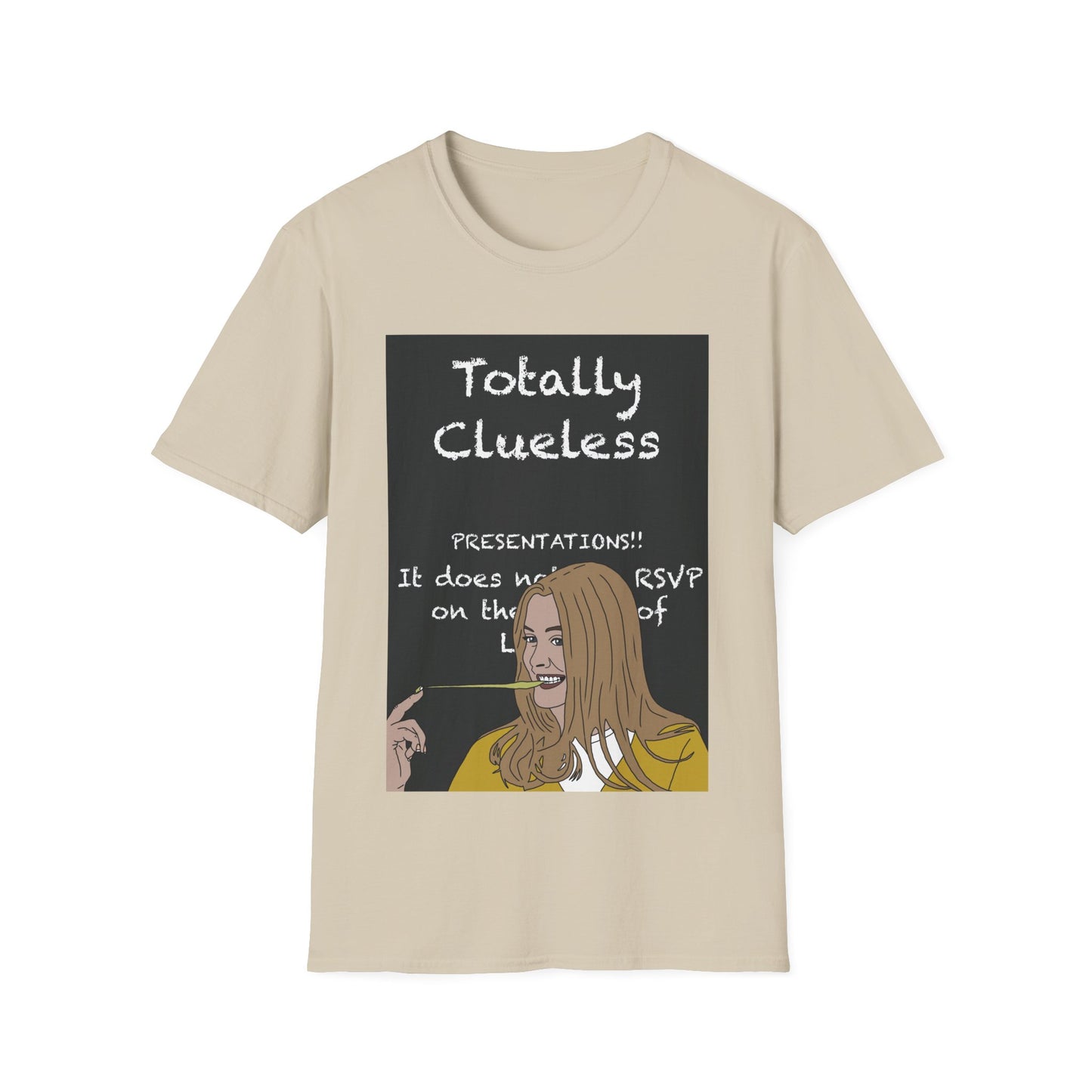 Totally Clueless Graphic T-Shirt — Funny Retro Chalkboard Illustration