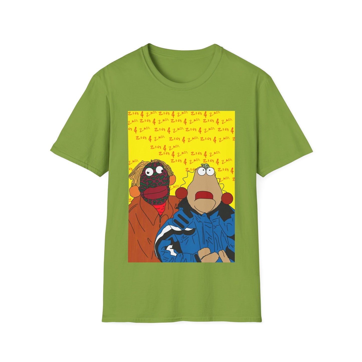 Zig & Zag 90s Graphic T-Shirt — Colorful Puppet Duo Pop Art Tee