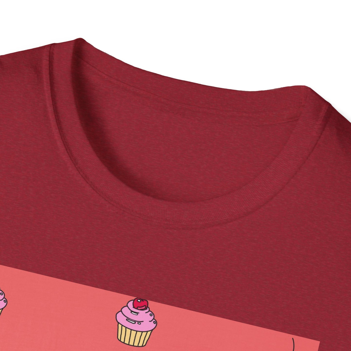 Cute Tiny Cake Character T-Shirt — Playful Cupcake Pattern Tee