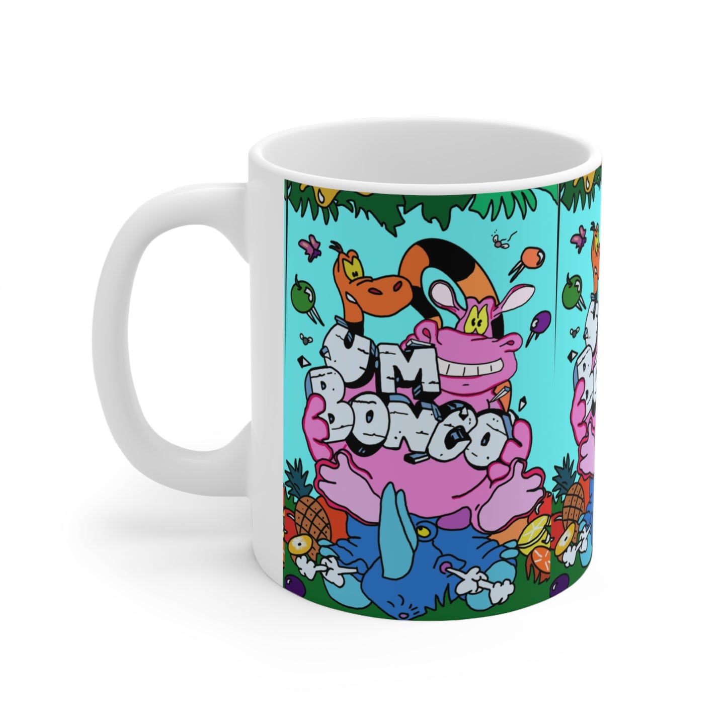 90s Adverts Cartoon Jungle Mug – 'Um bongo' Graphic Ceramic Coffee Cup (11oz & 15oz)