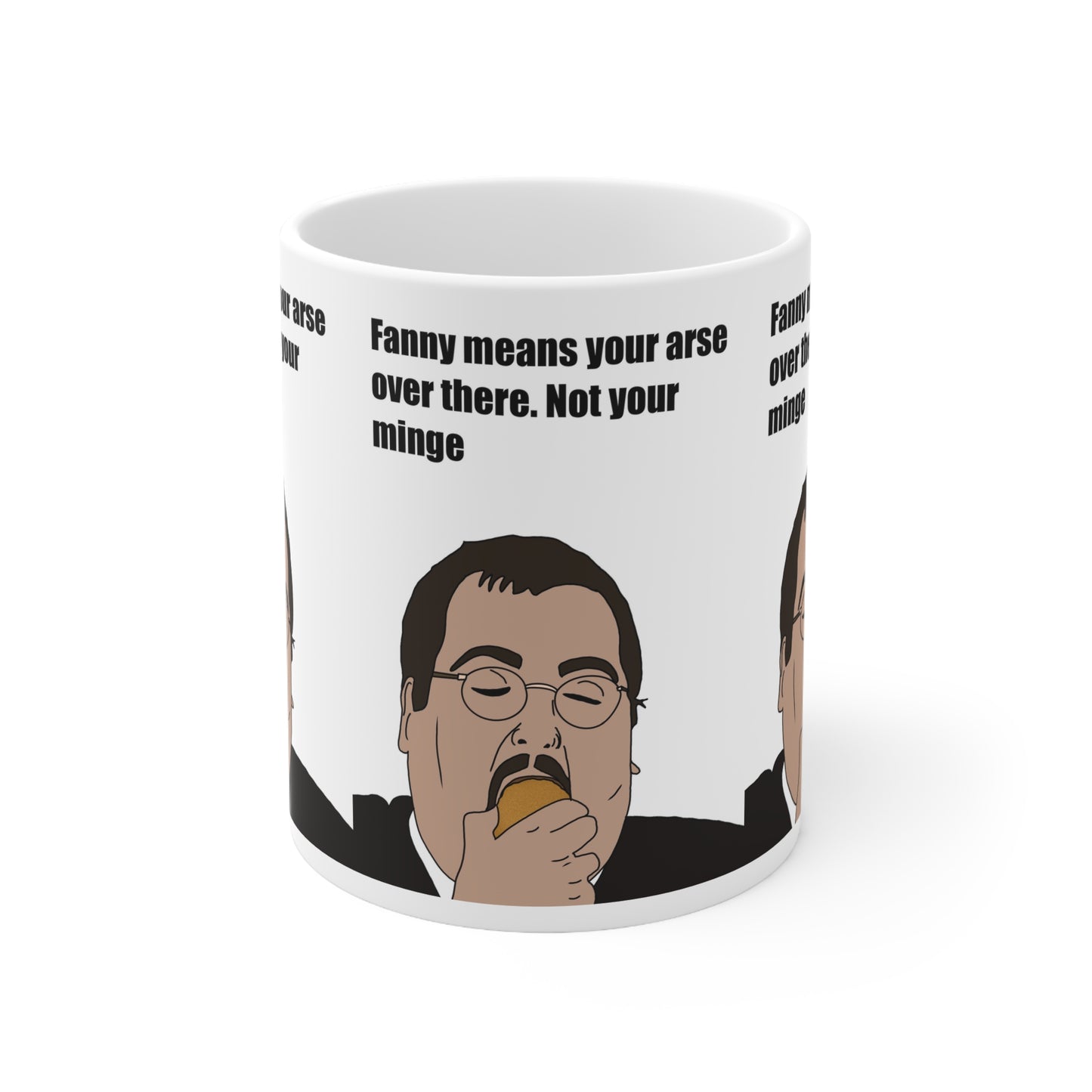 Keith The Office Funny British Slang Coffee Mug — "Fanny Means Your Arse Over There, Not Your Minge" — Novelty Ceramic Tea Cup (11oz, 15oz)