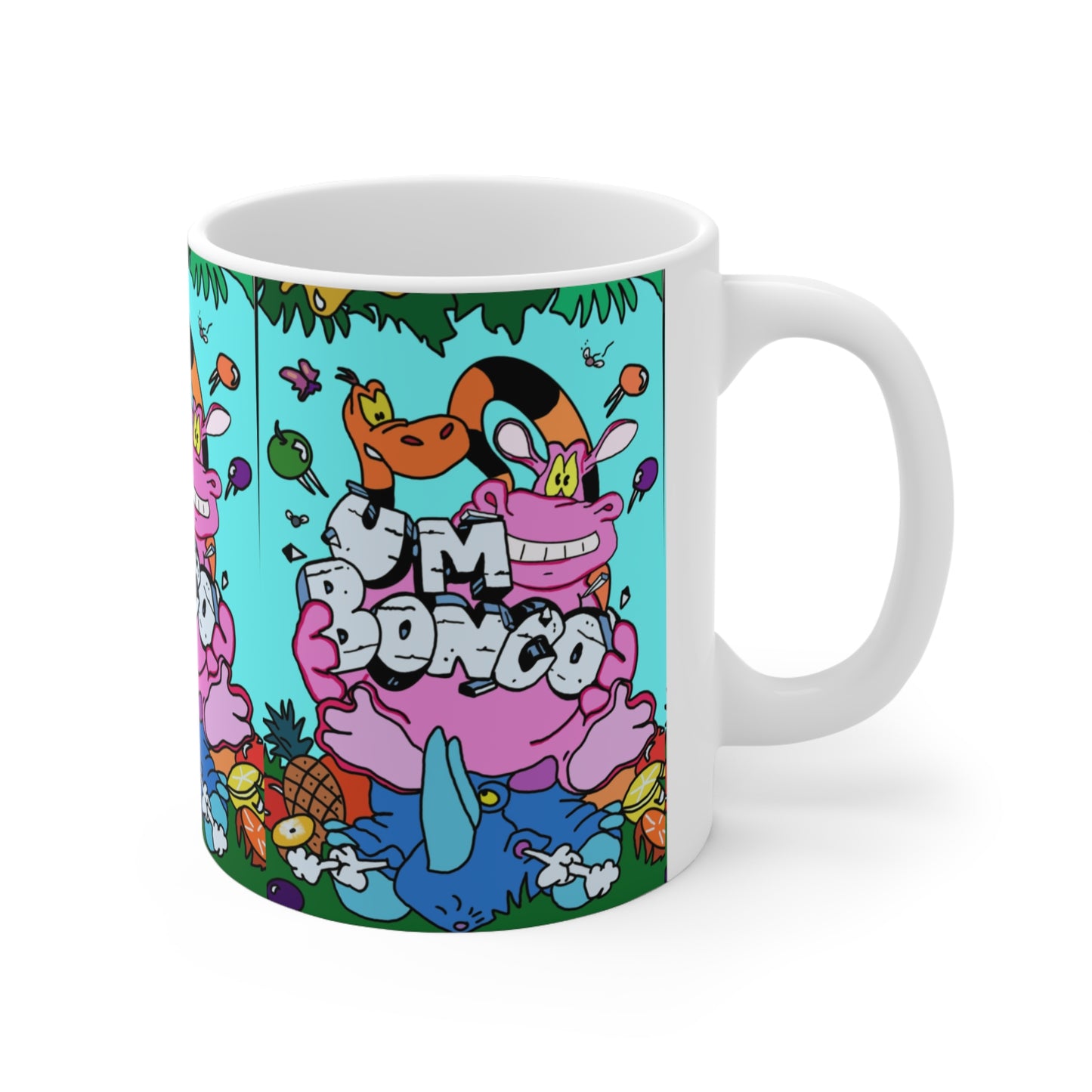 90s Adverts Cartoon Jungle Mug – 'Um bongo' Graphic Ceramic Coffee Cup (11oz & 15oz)