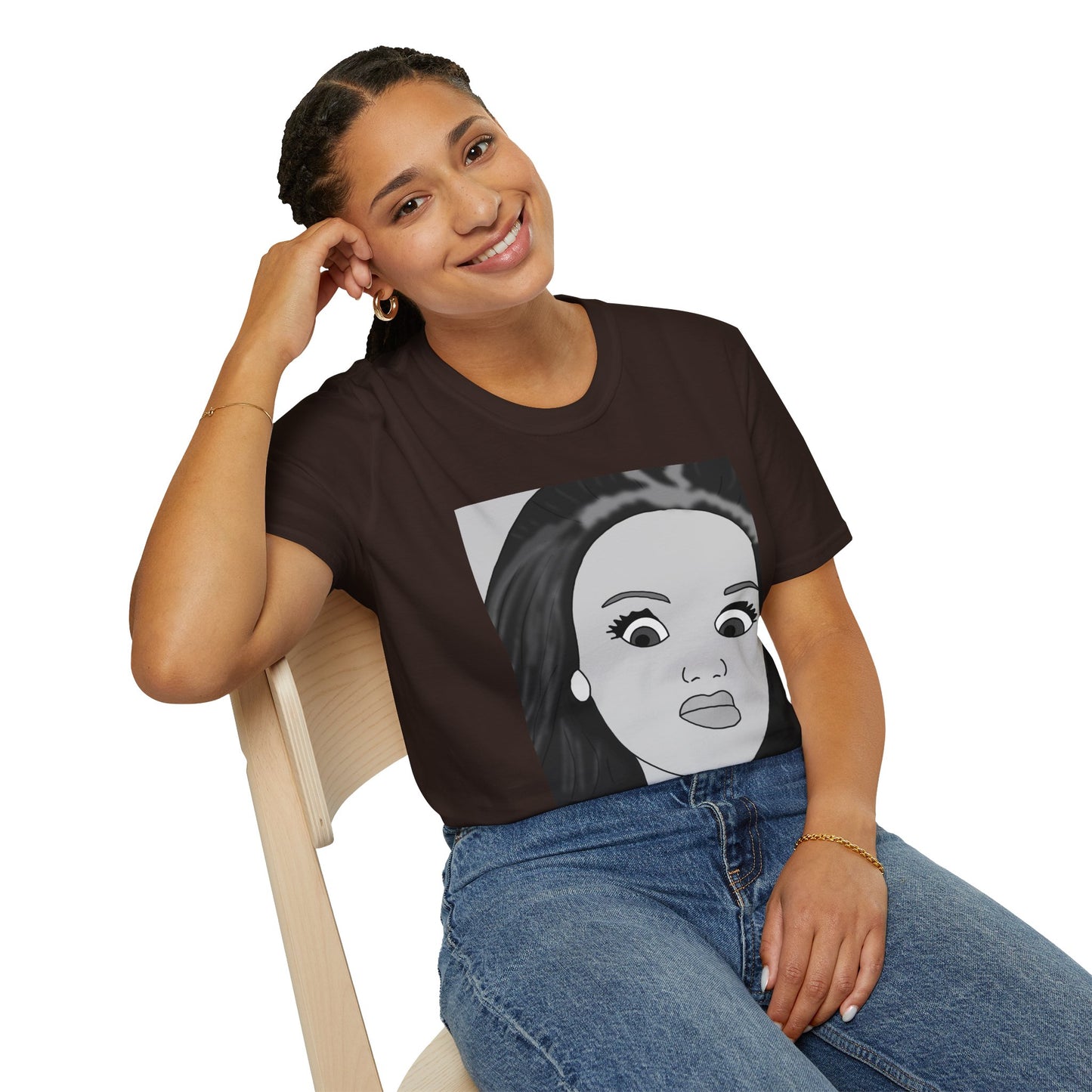 WTF Expression Portrait T-Shirt — Minimal Monochrome Face Art Tee
