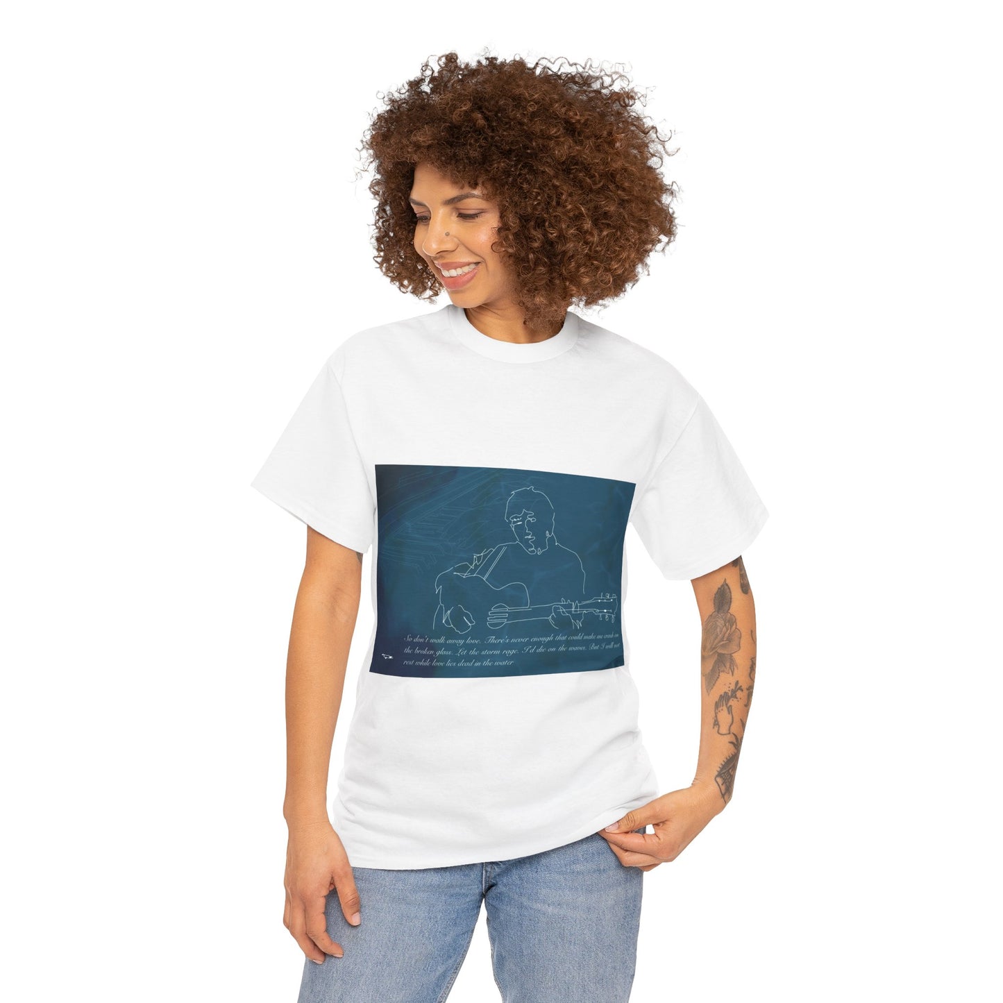 Noel Gallagher Dead in the water Guitar T‑Shirt — Song Lyrics Illustration Tee