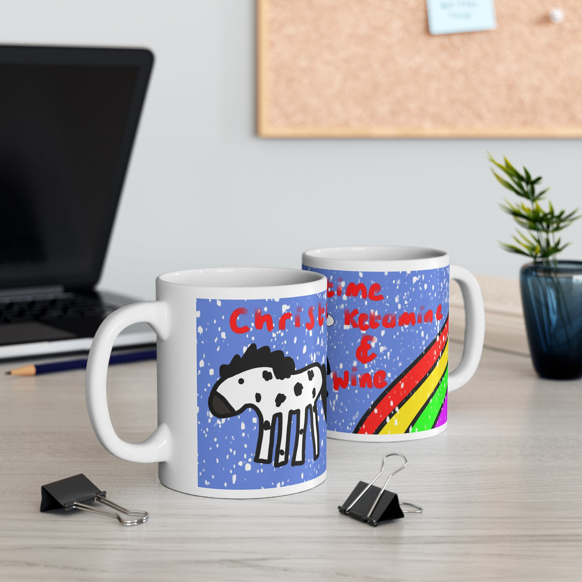 Christmas Time Ketamine & Wine Ceramic Coffee Cups, 11oz, 15oz